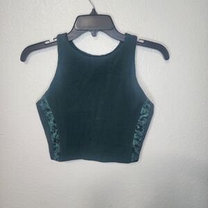 Athleta Conscious Crop Tank Top Sports Bra Green Size M